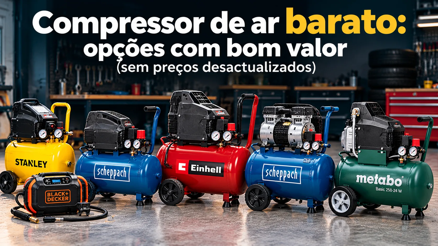 Compressor de ar barato — opções com bom valor numa oficina